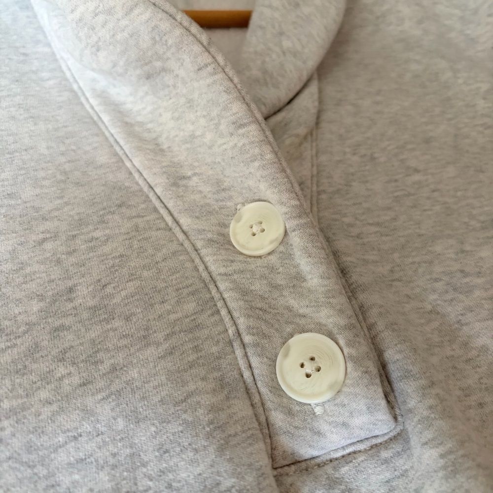 Abercrombie & Fitch Shawl Collar Henley pullover Sweatshirt, heather gray, XL - Picture 7 of 10